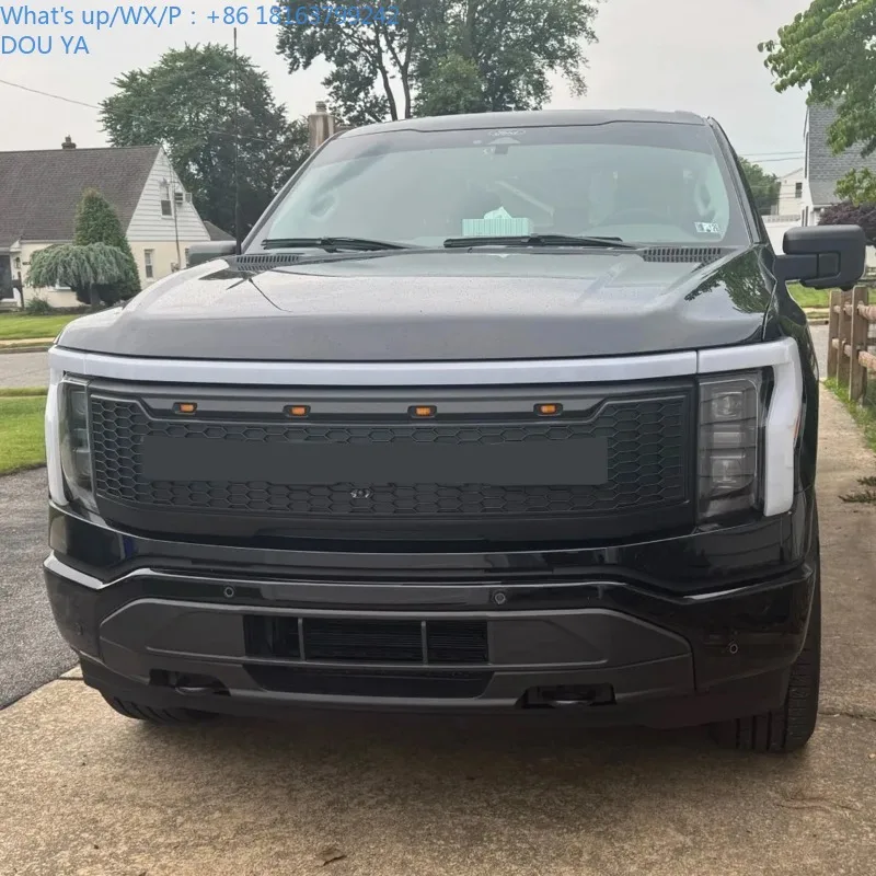 Фото Передняя решетка радиатора с подсветкой для Ford F150 LIGHTNING 2023-2024, верхняя гоночная решетка Raptor F-150 №3