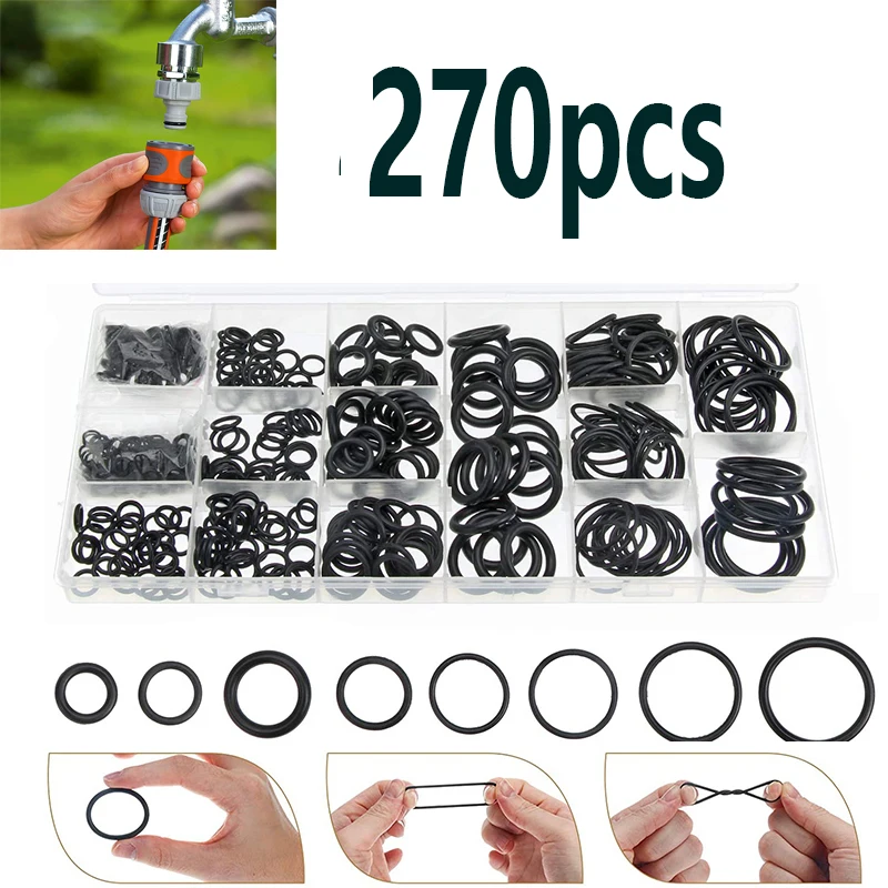 

270PCS Rubber Rings Washer Sealing O-ring Seals Set of 5-26 mm titanium Washer Screw Ring Fasteners Boxed Nitrile Rubber Rings