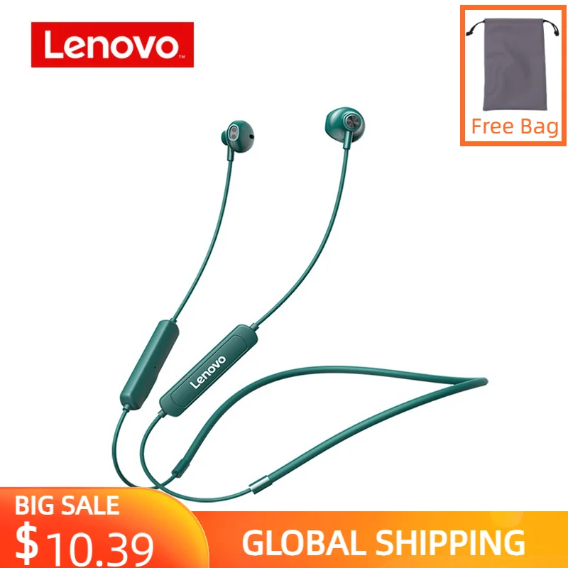 

Lenovo SH1 Sport Headphone Bluetooth Wireless Earbuds HiFi Sound Magnetic Neckband IPX5 Waterproof Handfree for Running with Mic