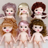 16cm bjd doll 13 jointed little girl diy dolls cute angry winkle face mini toy with shoes nude body for girls diy toys