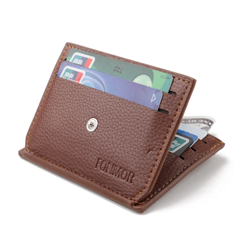 New Man Business Men Credit Card Bag Zipper&Hasp Multifunction Small Coin Purse High Quality PU Leather Bank Wallet ID Holders