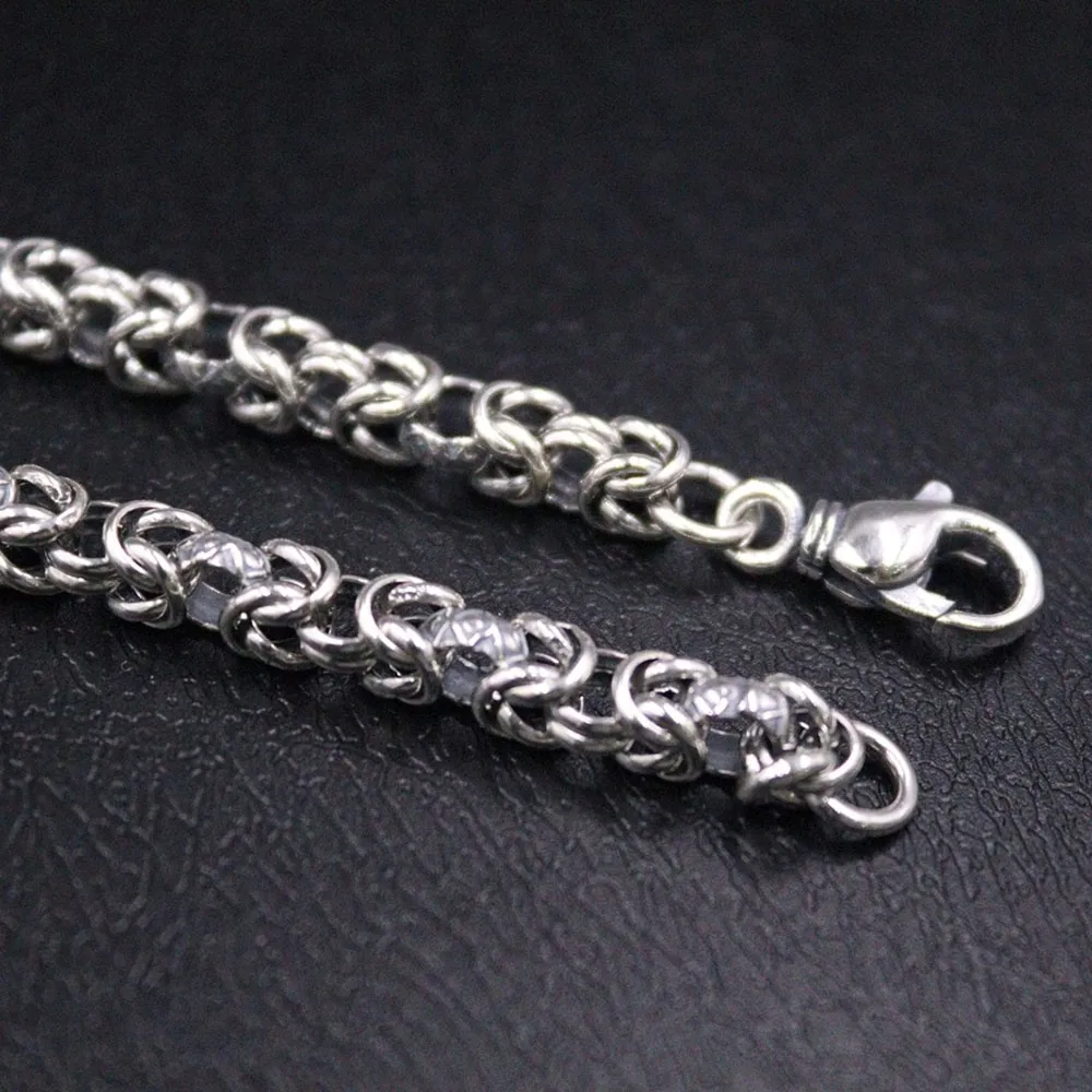 Настоящая твердая искусственная серебряная цепь для мужчин 5 мм резное