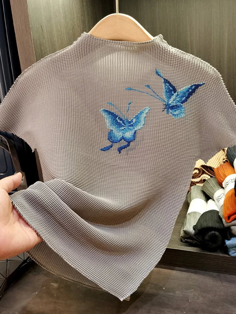 Элегантная плиссированная Футболка с принтом кукурузного зерна коротким