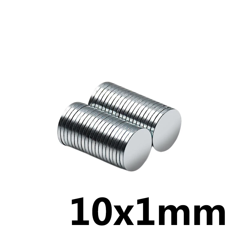 Мощный круглый магнит тонкий сильный неодимовый 10 х1 мм 20/50/100/200/300 шт. |