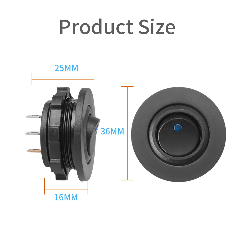 Круглый тумблер Daier 20 мм корпус переключателя 12 В светодисветодиодный ВКЛ./ВЫКЛ.