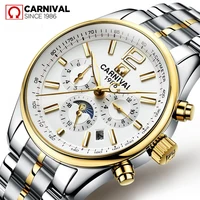 carnival 2022 new automatic mechanical watch mens watches top brand luxury gold plated case luminous watch men relogio masculino