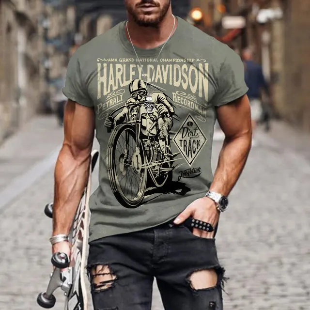 

2023 Men's T-shirt Fashion New 3D Digital Printing Summer Short Sleeve O-Neck Men's Sports Vintage Style T-shirt Top