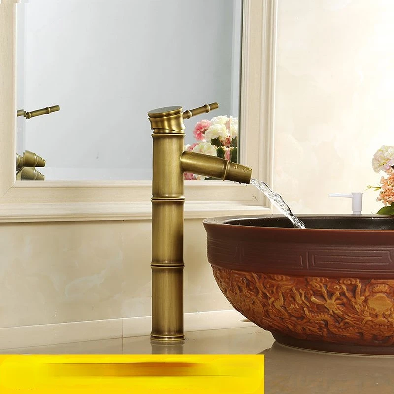 

Basin Faucet Antique Brass Bamboo Shape Faucet torneiras do banheiro Copper Sink Faucet Single Handle Hot and Cold Water Tap