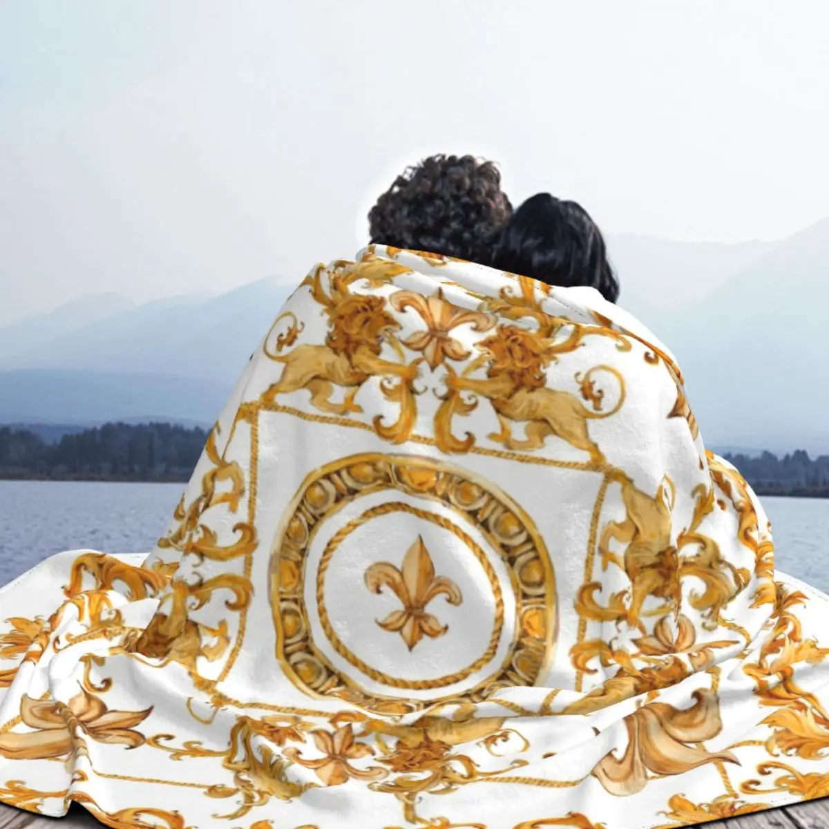 Одеяла с орнаментом Золотого льва и Дамаска флисовое многофункциональное легкое