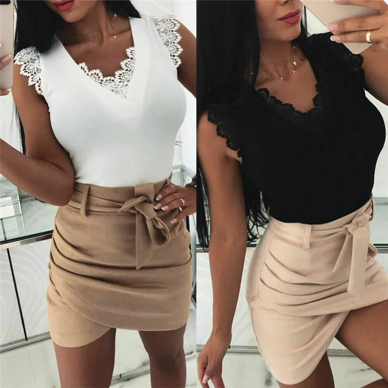 

Factory Direct Sales Women Ladies Summer Lace Vest Top Sleeveless Casual T-Shirt New clothes women
