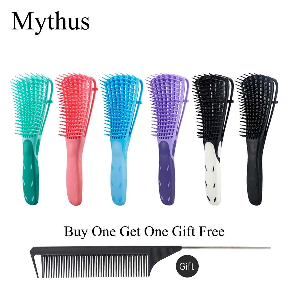 

Женская расческа для массажа кожи головы Mythus, расческа для спутывания влажных волос, афроамериканская африканская волнистая кудрявая щетк...