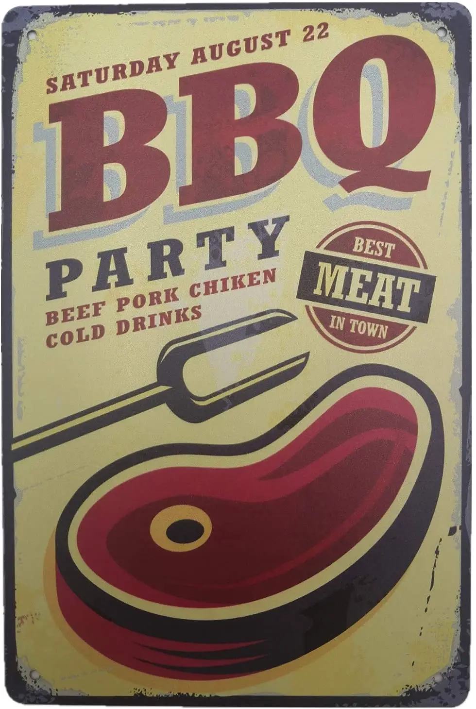 

AIQIBAO Metal Vintage Tin Sign Decor-Barbecue Party for Bar Pub Shop Funny Retro Wall Art Sign 12" X 8"