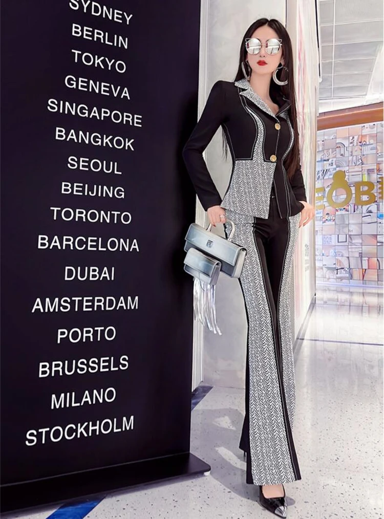 

new spring autumn office lady Fashion casual brand female women girls coat pants sets suits clothing