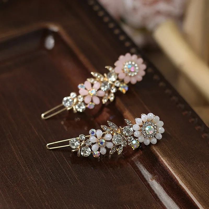 Новинка 2023, маленькая свежая заколка для волос в Корейском стиле для женщин, заколка для головного убора с цветочным рисунком, Шпилька для волос с простой челкой