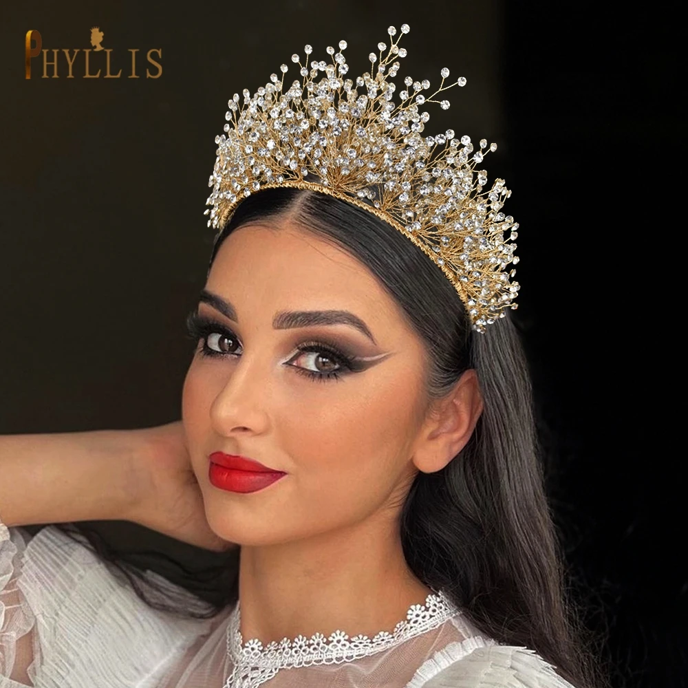 

A341 Luxury Rhinestone Wedding Crowns Queen Tiaras Bridal Headwear Pageant Hair Jewelry Women Headpieces Princess Headwear