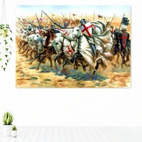 templar knight art work decorate banner ancient military posters wall art crusader flag wall hanging painting home decoration b2