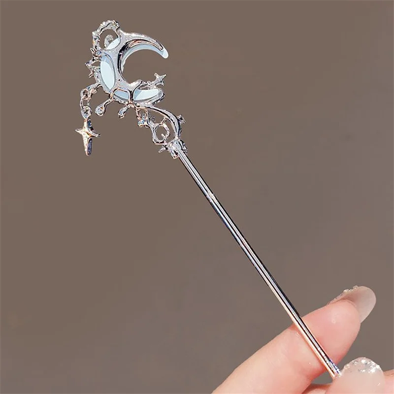 Винтажные палочки для волос с лунным камнем звездой и луной женщин девочек еды