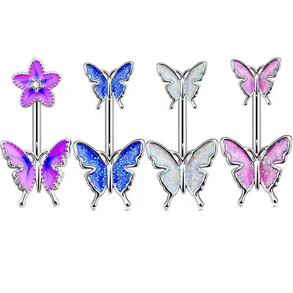 

1 PCS Stainless Steel Trend Butterfly Pendant Belly Button Rings Piercing Navel Nail Body Jewelry Women's Fashion Body Piercin