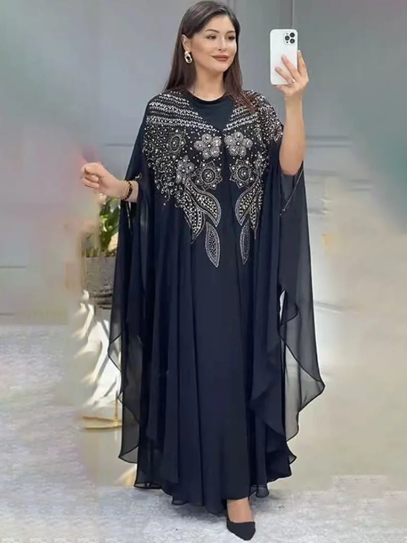 Abayas for Women Dubai Luxury 2023 Chiffon Boubou Muslim Modest Dress Caftan Marocain Wedding Party Occasions Djellaba Femme