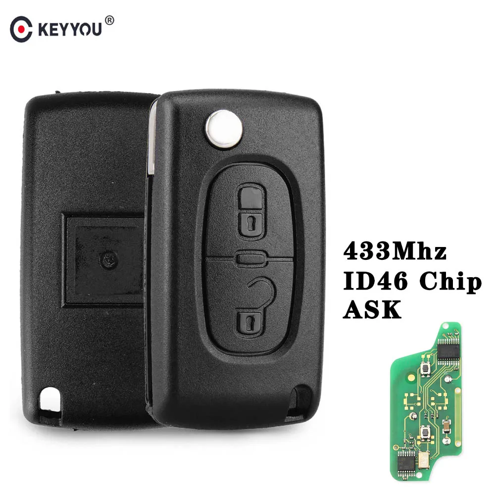 

KEYYOU 433Mhz ID46 ASK Car Remote Key Control For Peugeot 107 207 307 308 407 607 For Citroen C2 C3 C4 C5 C6 C8 Xsara Picasso