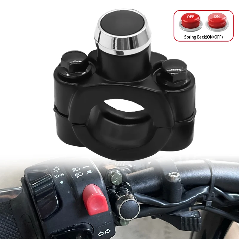 

22cm 7/8" Aluminum Alloy Motorcycle Horn Switch Handlebar Mount Headlight Strobe Momentary Switch Button for ATV Sport Dirt Bike
