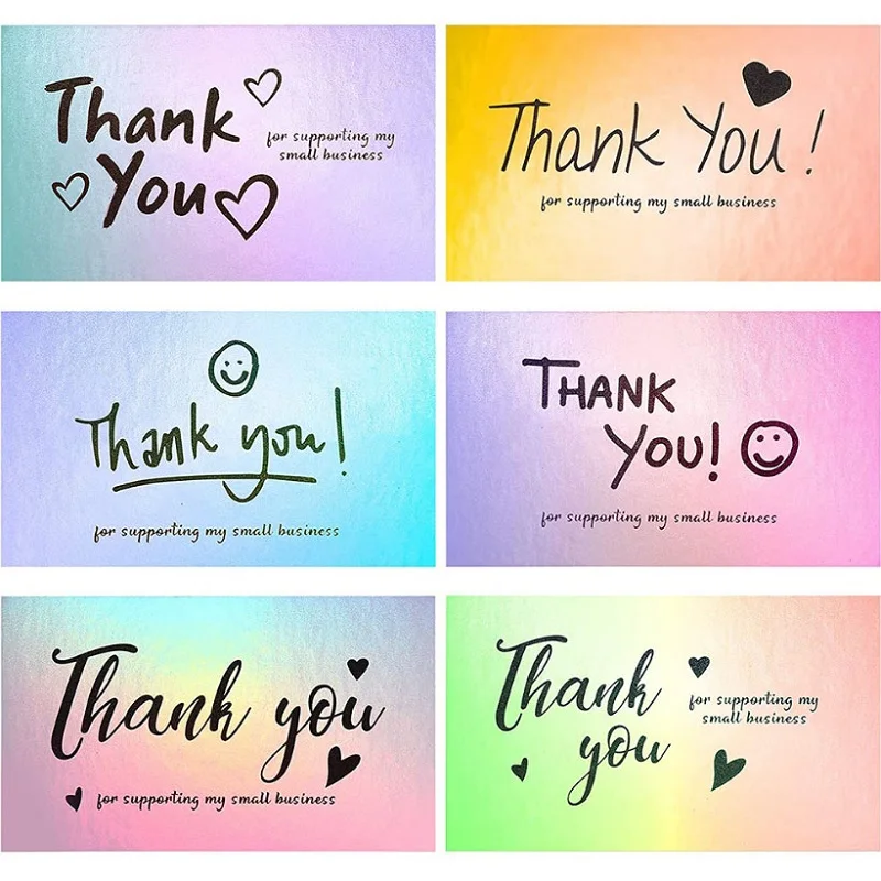 

50PCS Greeting Cards Thank You Paper Card with Blank Back Add Any Own Message Small Gift Cards for Shop Business