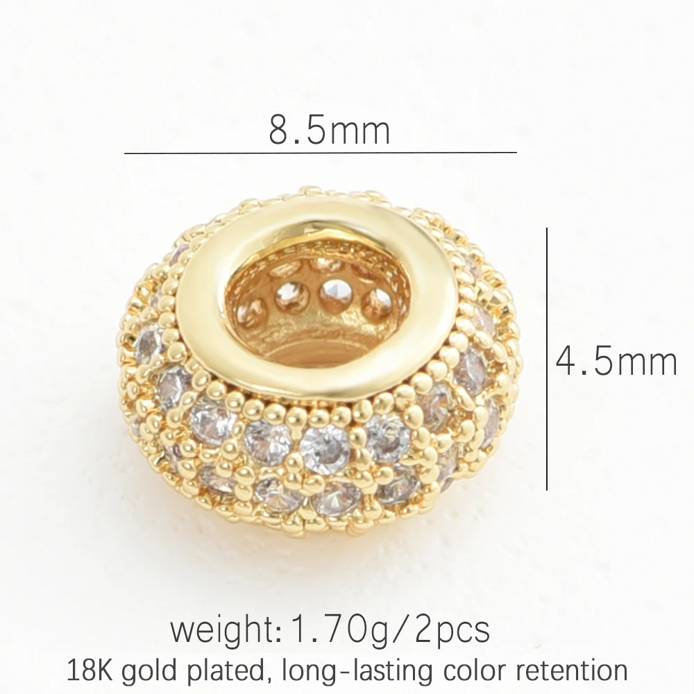 DARENLI 2 шт. позолоченные/родиевые латунные бусины-подвески с цирконием браслет