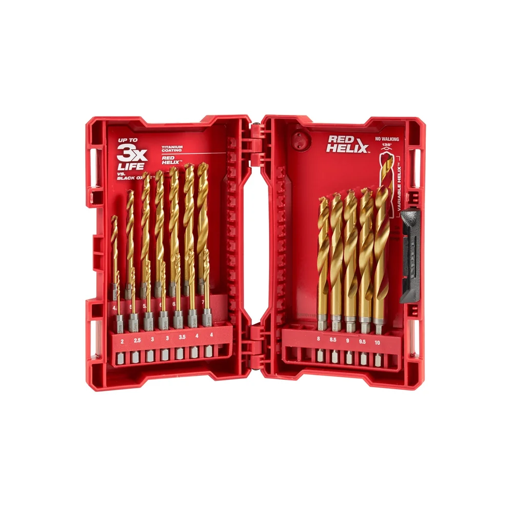 

Milwaukee 48-89-4860 SHOCKWAVE Red HELIX METRIC Titanium Drill Bit 19-Piece Set-