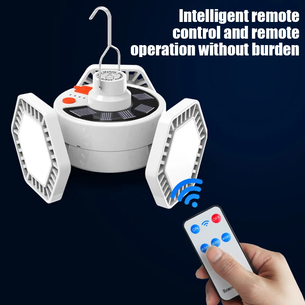 

Folding Camping Light 3 Sides Stall Lamp USB Rechargeable 126 LED Solar Lantern Emergency Bulbs with Hook Outdoor Lighting