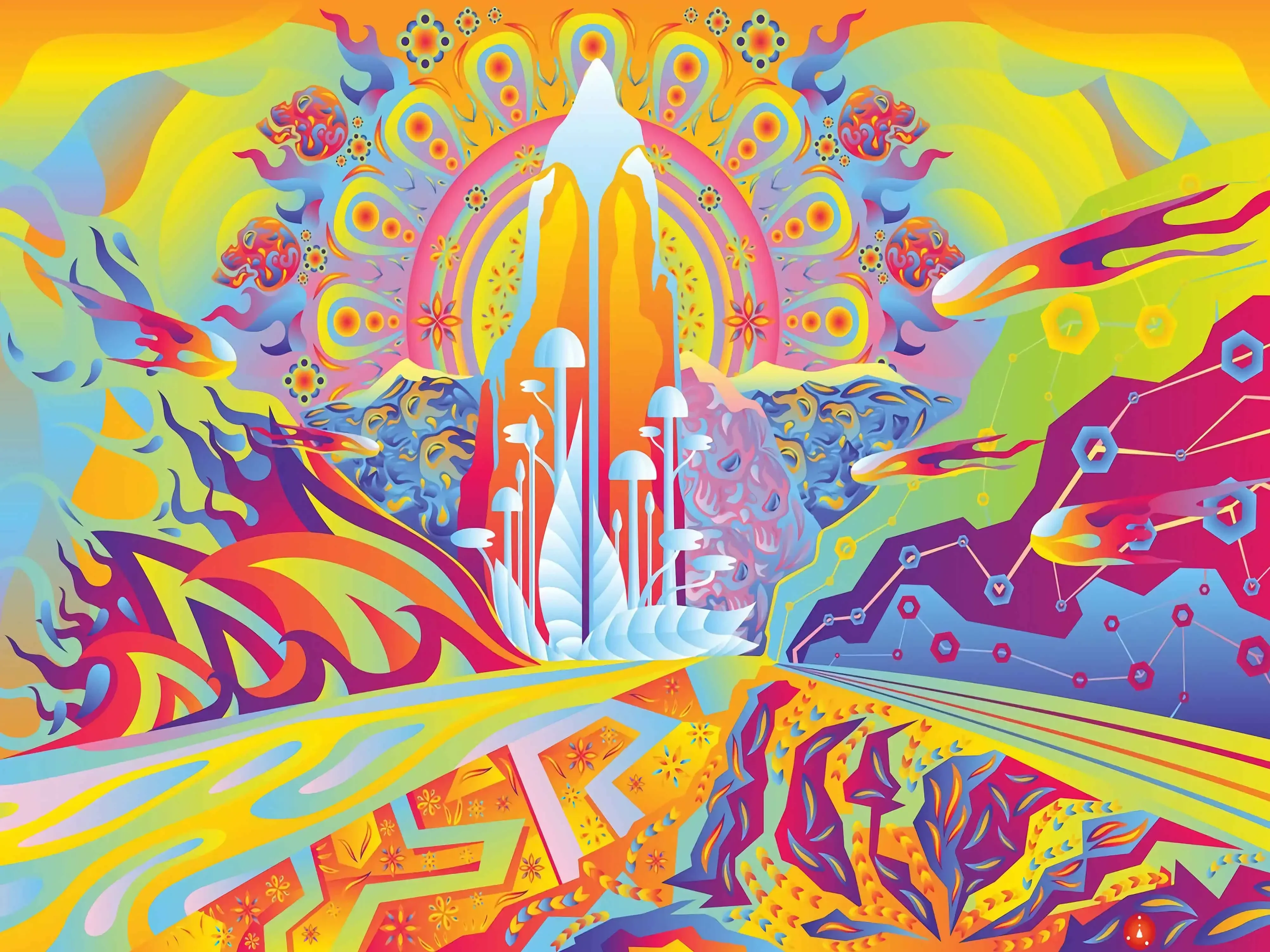 Психоделический пейзаж гобелен гадание психоделический настенный хиппи милый