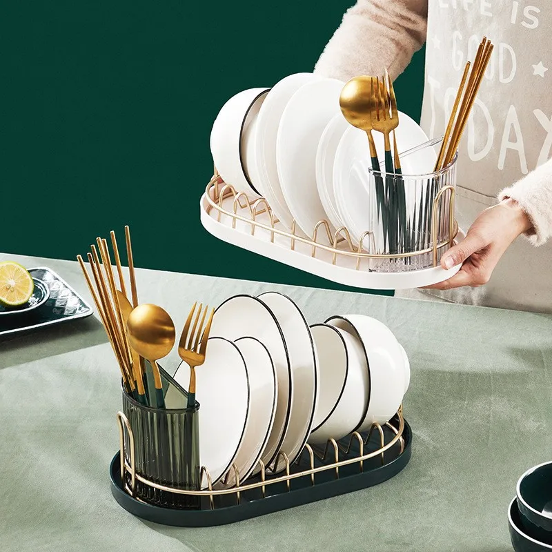 

Kitchen Household Sink Storage Rack Light Container Dining Plate Drainage Tableware Shelf for Knife And Fork