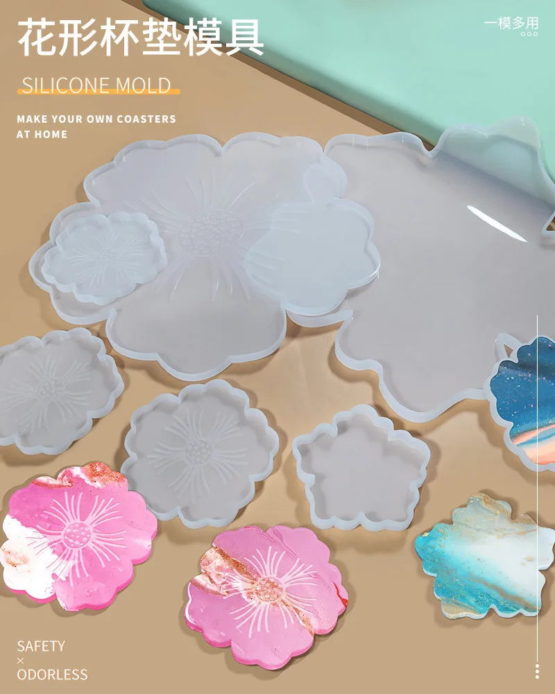 

DIY Crystal Epoxy Flower Coaster Silicone Mould Petal Insulation Pad Bowl Pad Tray Mould