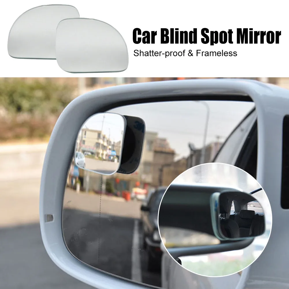 

2Pcs Frameless Blind Spot Mirror Wide Angle With 360 Degree Adjustable Base Car Rearview Convex Mirror Parking Auxiliary Mirror