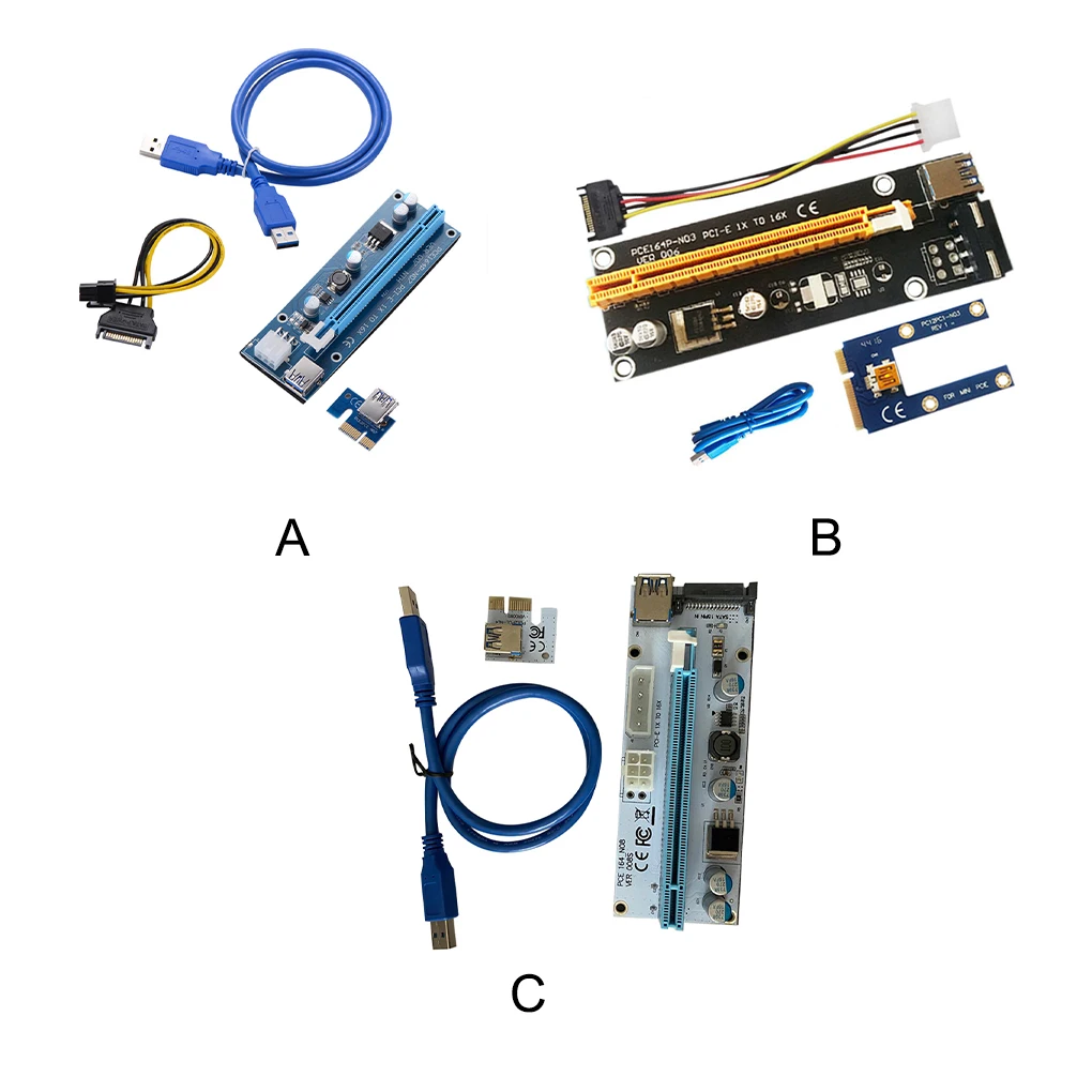 

New Arrival PCI-E Extender For Mining Miners PCI-E Riser Card 1x to 16x USB 3.0 Expansion Card Mining Computer Accessory