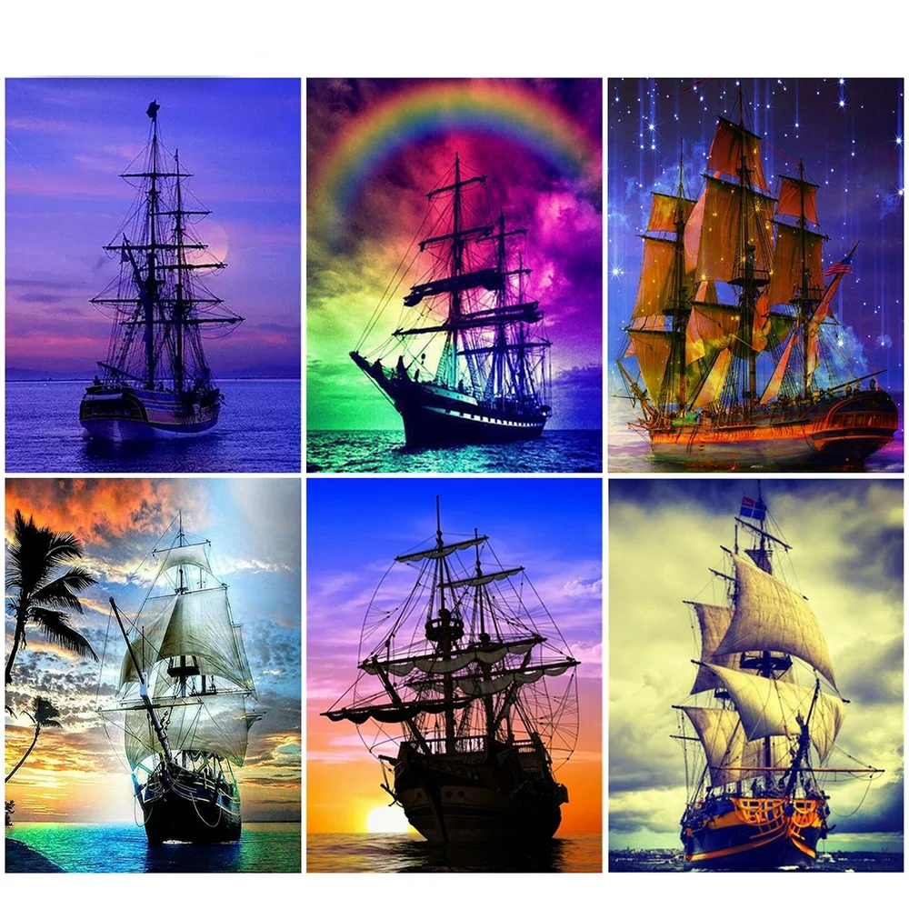 

Diamond Mosaic Painting Vintage Boat Ship Jewel Cross Stitch Handmade 5D Diy Paint Home Decor Painting Adults Crafts