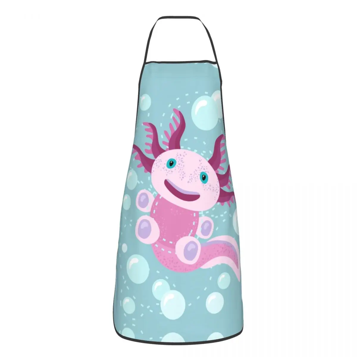 

The Bubbles And Axolotl Funny Apron Women Men Cartoon Salamander Adult Unisex Kitchen Chef Bib Tablier Cuisine Cooking Baking