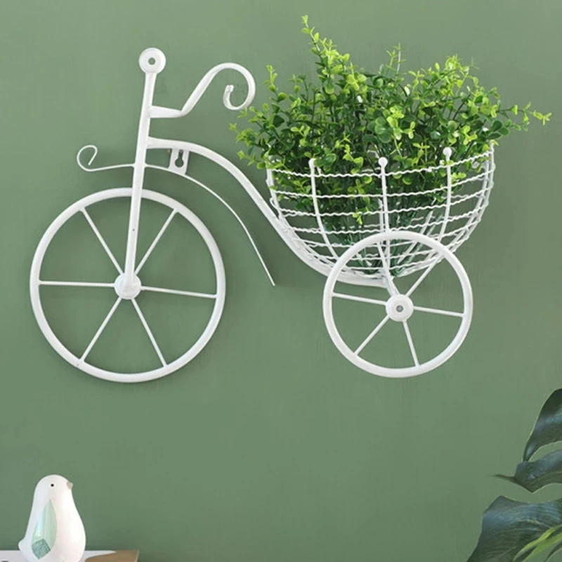

Металлическая велосипедная корзина для цветов в стиле ретро, настенное крепление, подвесная цветочная стойка, уникальные художественные украшения для дома, цветочная ваза