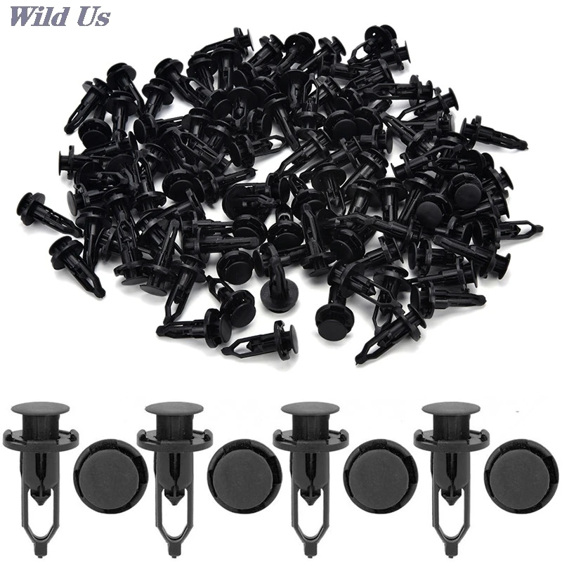 

New 100X 9mm Black color Car Door Trim Fender Clips Plastic Rivets Fastener for Toyota