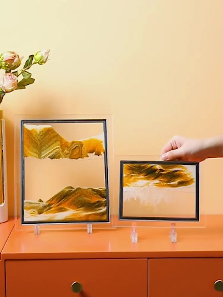 

3D Colorful Moving Sand Frame Flowing Sand Art Picture Glass Sand in Motion Display Flowing Sand Painting Gift Home Decor