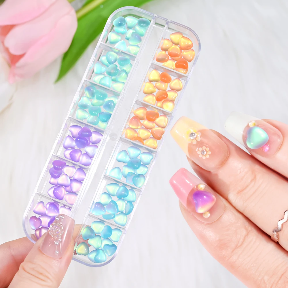 

1 Box Aurora Colorful Cat Eye Love Nail Art Decor 3D Macaroon Clear Candy Rhinestone for Nails Glitter DIY Manicure Accessories*