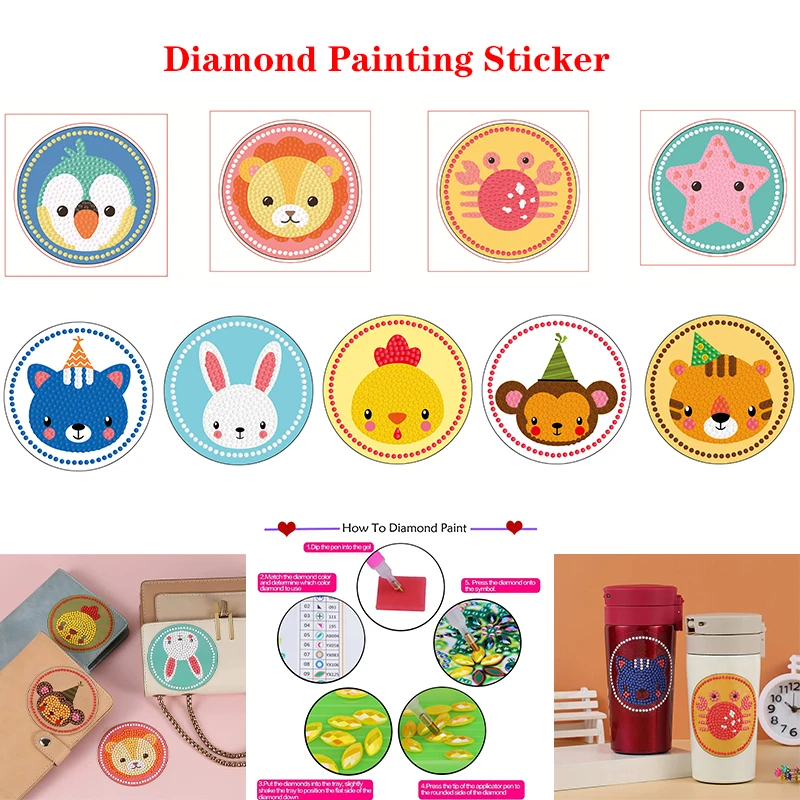 

DIY Diamond Painting 5D Stickers Children Toy Gift Cartoon Animal Art Picture Beginners Mosaic Stickers by Numbers Kits Crafts