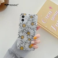 square sunflower daisy conch phone case for iphone 13 12 11 pro max xr xs 7 8 plus se 2020 glossy vintage dream color soft cover