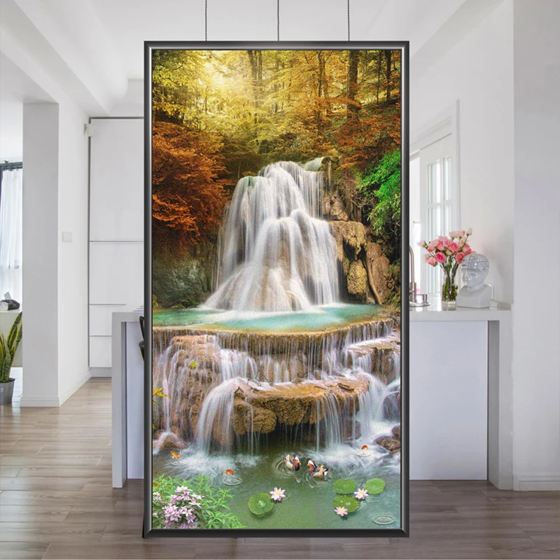 

Window Film Privacy Frosted Glass Sticker Heat Insulation and Sunscreen Waterfall Decoration Adhesive sticker for Home