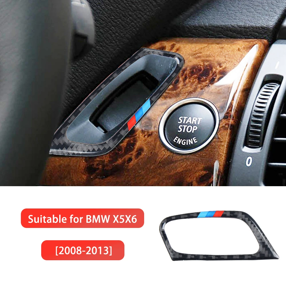 

Car Sticker Keyhole Decorative Frame Carbon Fiber Pattern Easy to Install Interior Modification For BMW X5 X6 08-13 Accessories