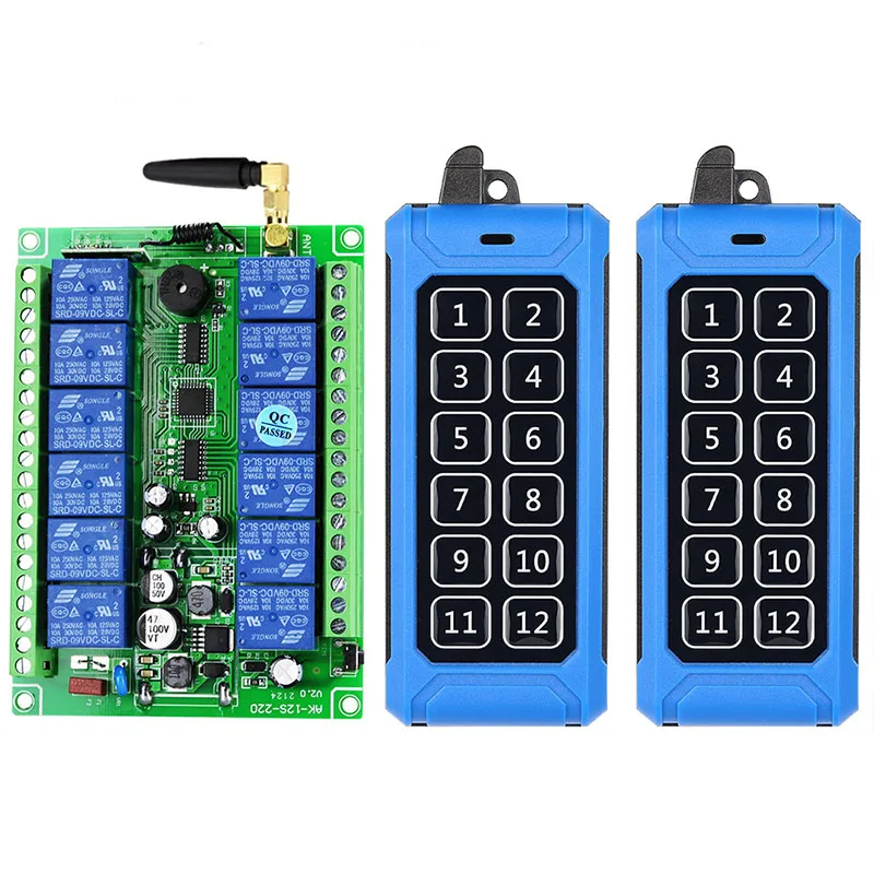 433MHZ 1000m Industrial DC 12V 24V 36V 48V 12CH RF Wireless Remote Control lighting switch Industrial/farm Smart Home power