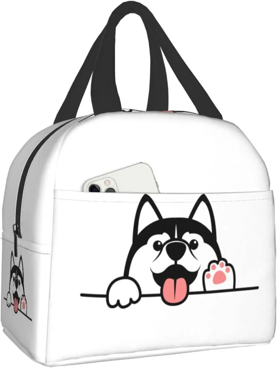

Teen Cute Dog Paws Up Insulated Lunch Box Cooler Thermal Waterproof Reusable Tote Bag for Women Travel Work Hiking Picnic