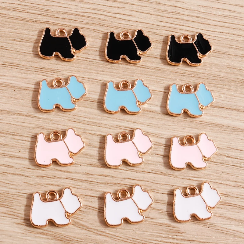 

10pcs 13x10mm Cute Small Enamel Dog Charms for Jewelry Making Animal Puppy Charms Pendants for DIY Earrings Necklaces Craft Gift