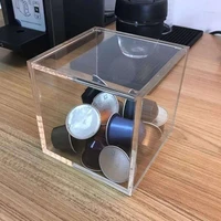 wholesale acrylic capsule coffee storage box holder transparent dustproof case with lid nibs paper clips wholesale school