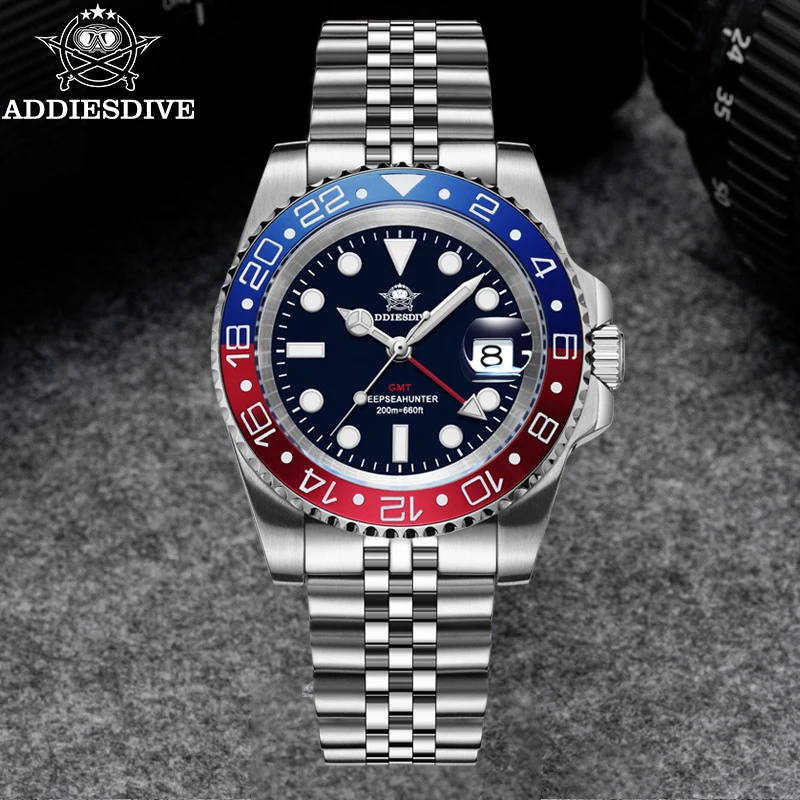 Фото ADDIESDIVE GMT часы для мужчин классические швейцарские Ronda 515-24H кварцевые часы из нержавеющей стали 200 м водонепроницаемые часы новые Reloj Hombre №5