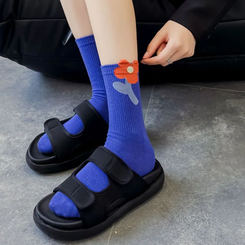 6 Pairs Long Cycling Kawaii Cotton Socks Women Three-Dimensional Print Socks Fashion Winter Socks Korean Style Chaussette Femme
